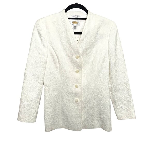 Talbots VTG Women's Ivory Textured Italian Cotton Pique Jacket Sz 4 NWT - Picture 1 of 10